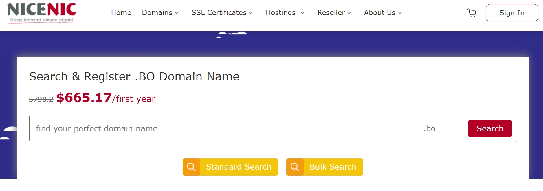 It only takes two steps to register a .bo domain name