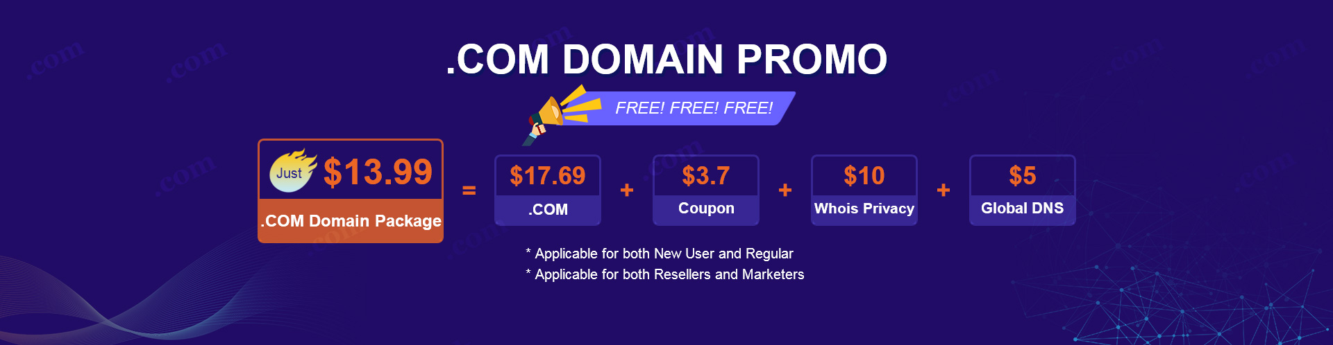 Register The World's Most Popular .COM Domain With Bitcoin Usdt Eth & Crypto Payment
