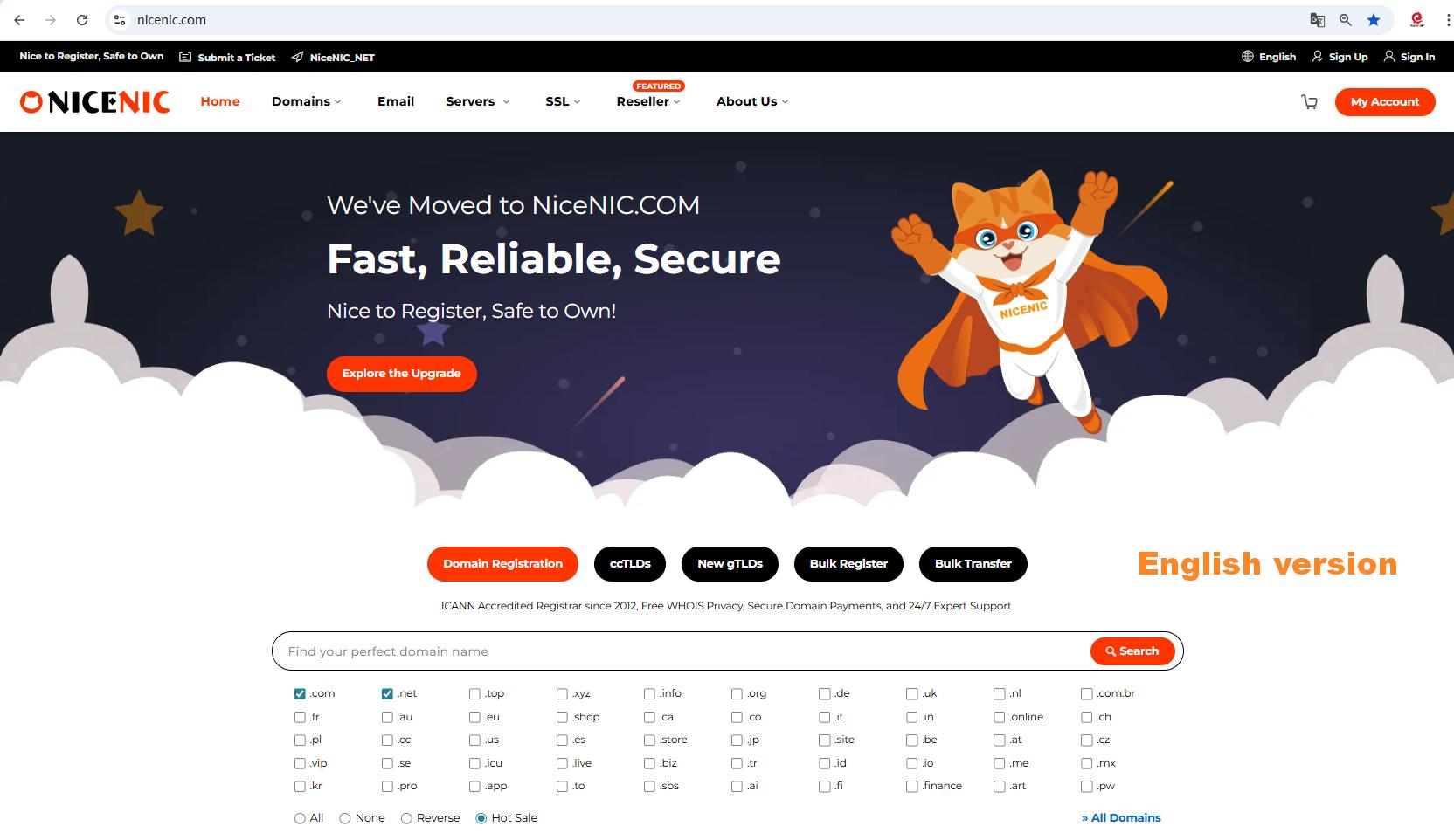 NiceNIC Domain Registrar--English