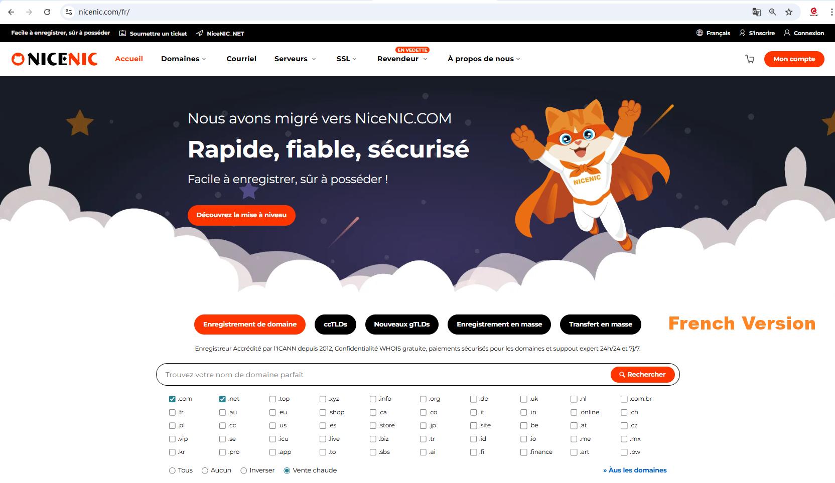NiceNIC Domain Registrar--French