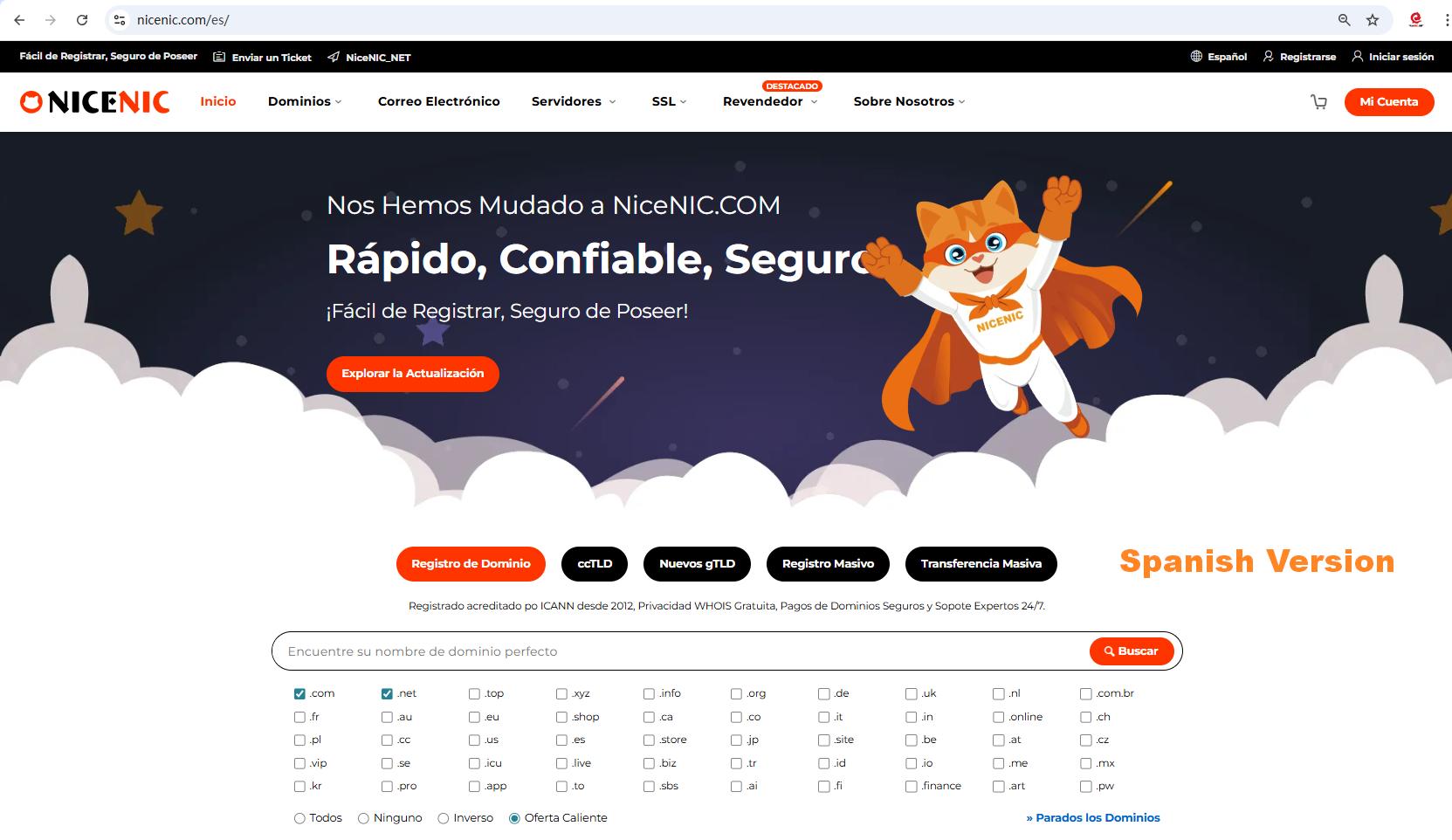 NiceNIC Domain Registrar--Spanish