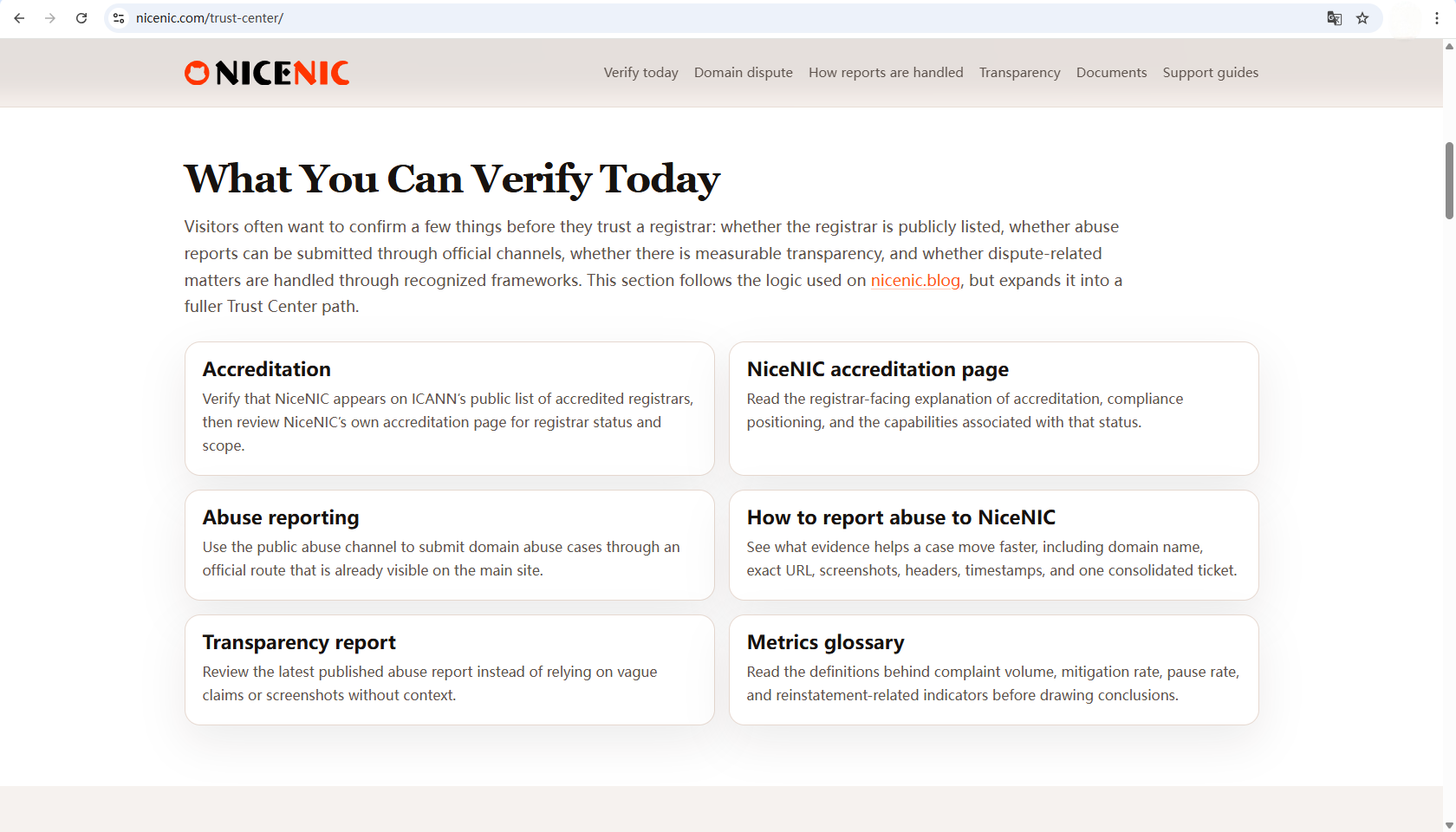 Introducing the NiceNIC Trust Center: One Place to Verify Accreditation, Abuse Handling, Appeals, and Transparency