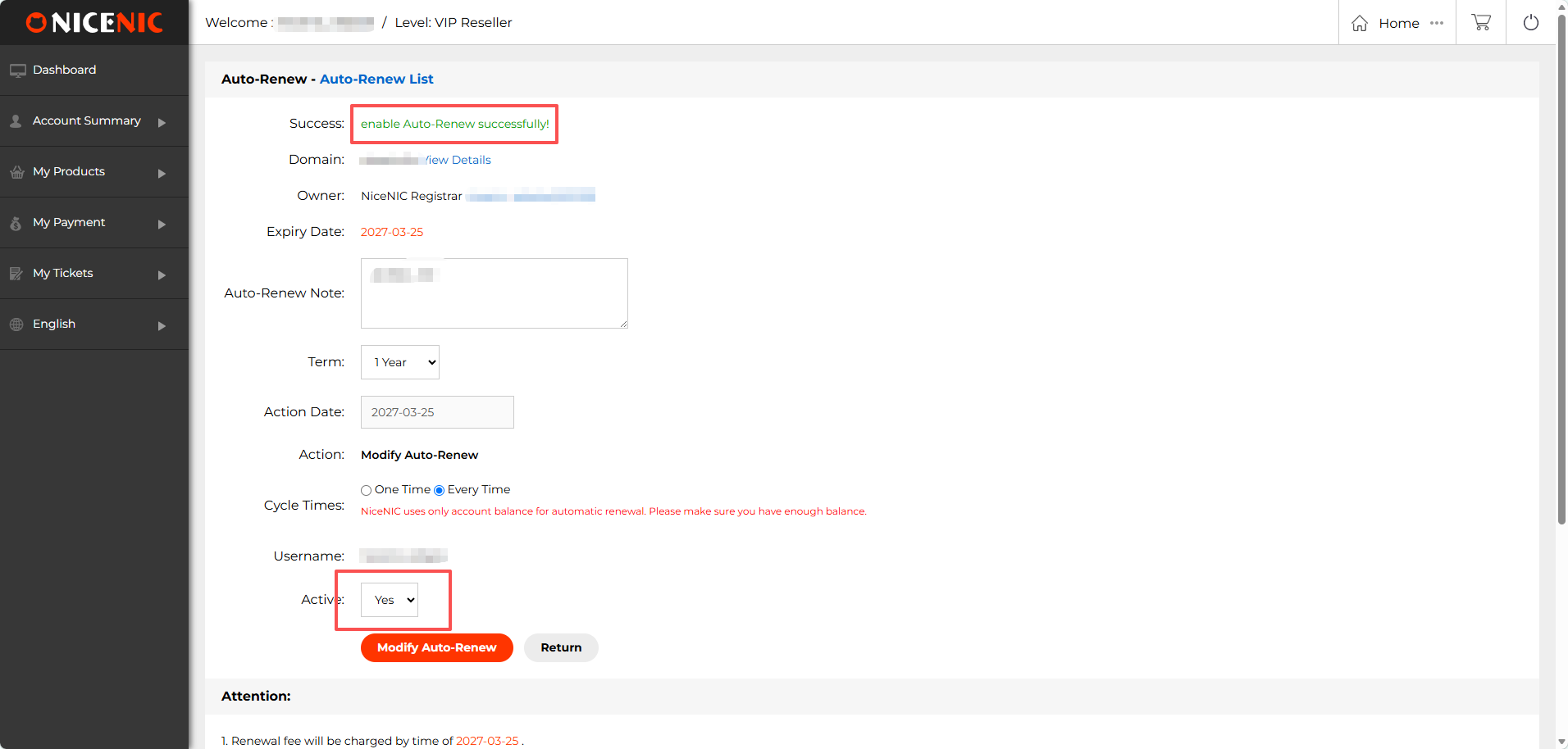 How to Set Up or Turn Off Auto-Renewal for a Single Domain