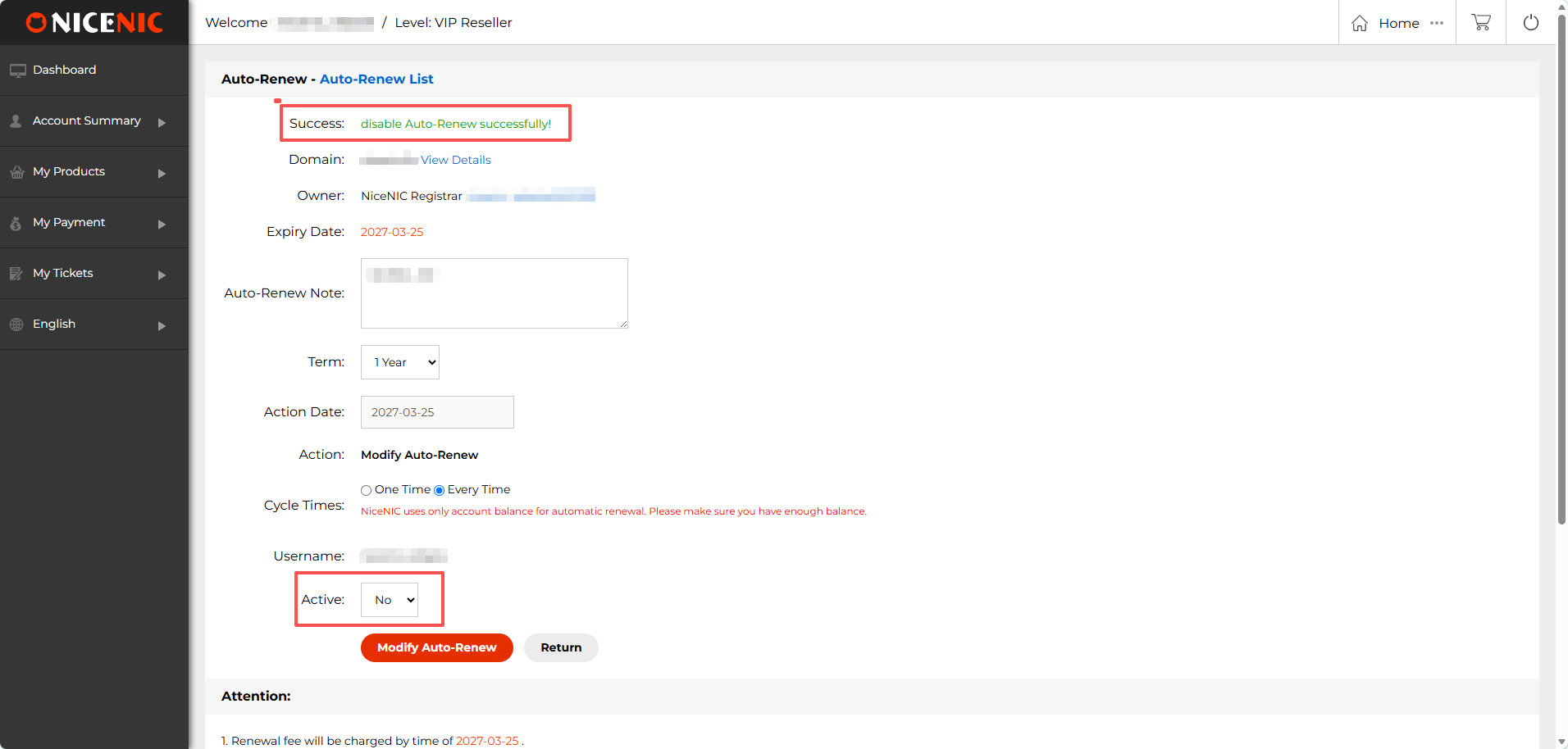 How to Set Up or Turn Off Auto-Renewal for a Single Domain