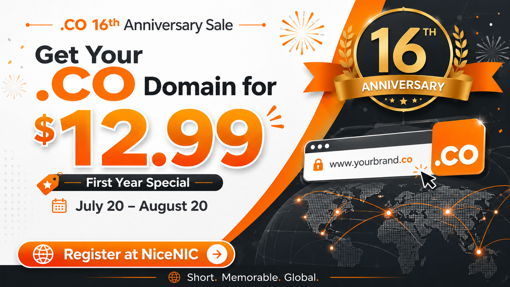 .CO Celebrates 16 Years of Global Growth: Register for $12.99 at NiceNIC .CO Celebrates 16 Years of Global Growth: Register for $12.99 at NiceNIC