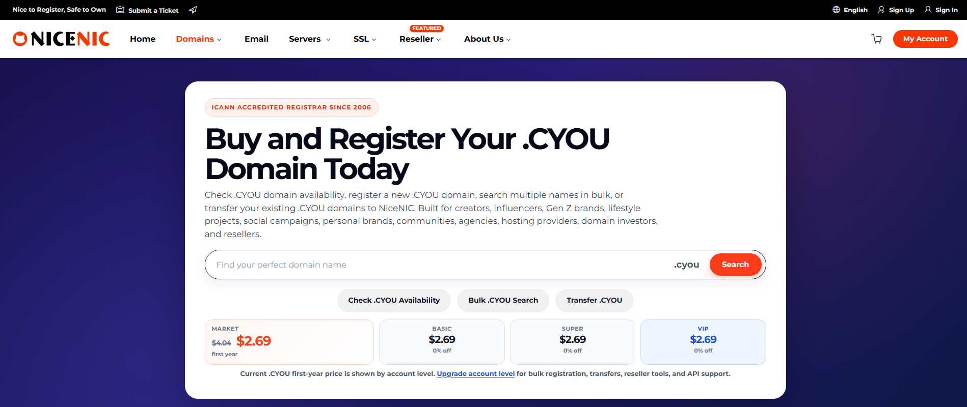 Buy and Register Your .CYOU Domain Today Buy and Register Your .CYOU Domain Today