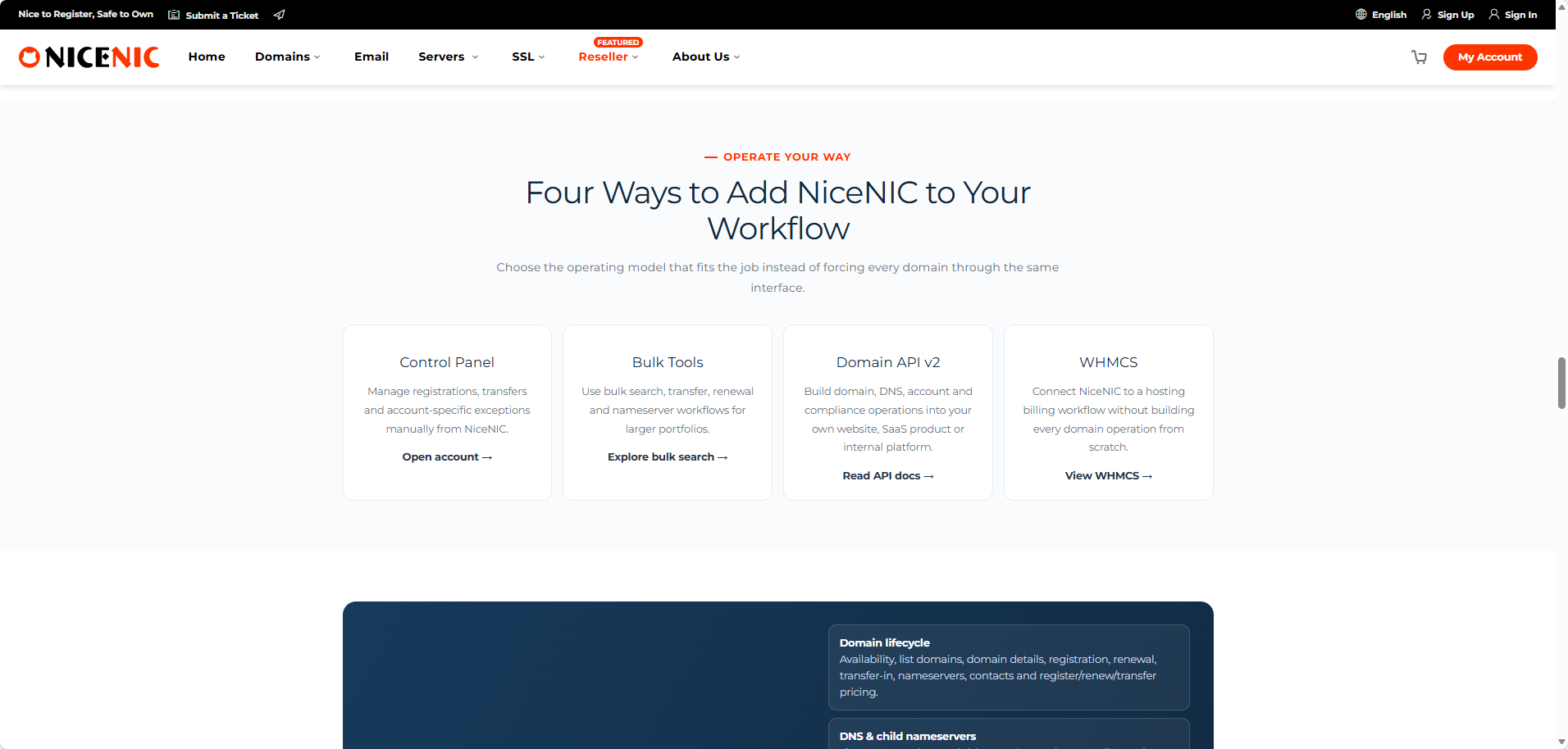 NiceNIC can be used through the Control Panel, bulk tools, Domain API v2 or WHMCS depending on the business workflow.
