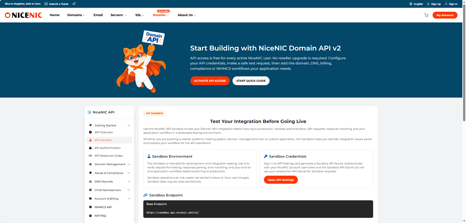The NiceNIC API Sandbox provides a dedicated testing environment, separate credentials and a separate endpoint before Production.