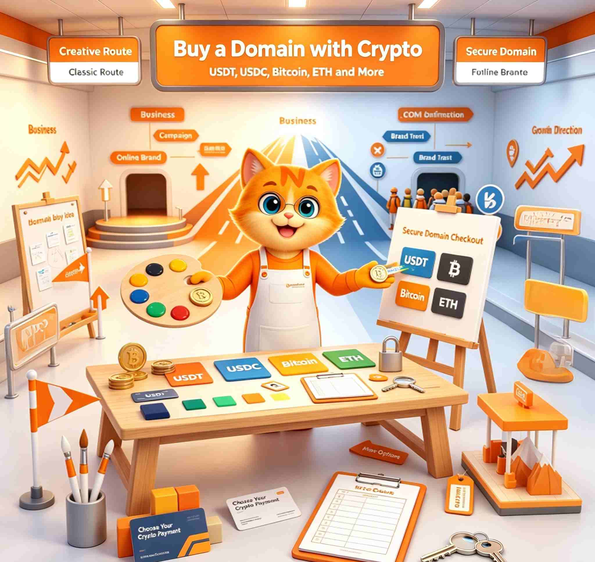 Buy a Domain with Crypto: USDT, USDC, Bitcoin, ETH and More