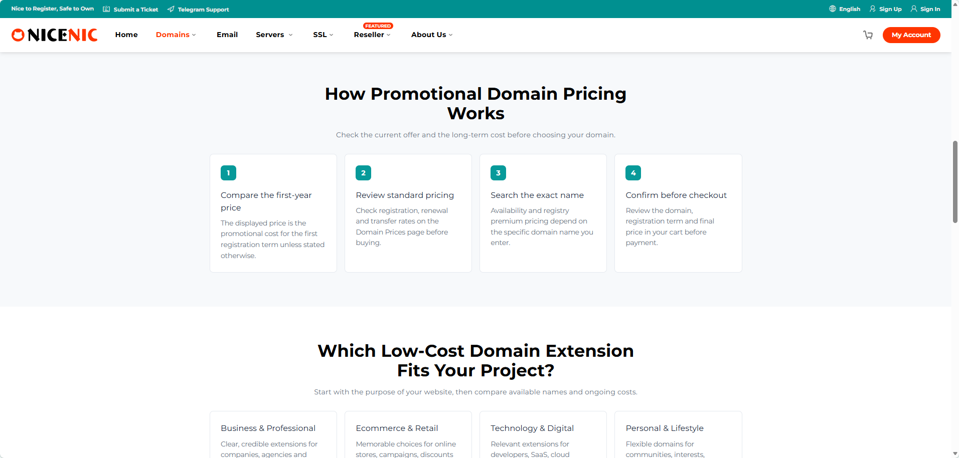 How NiceNIC domain promotional pricing works
