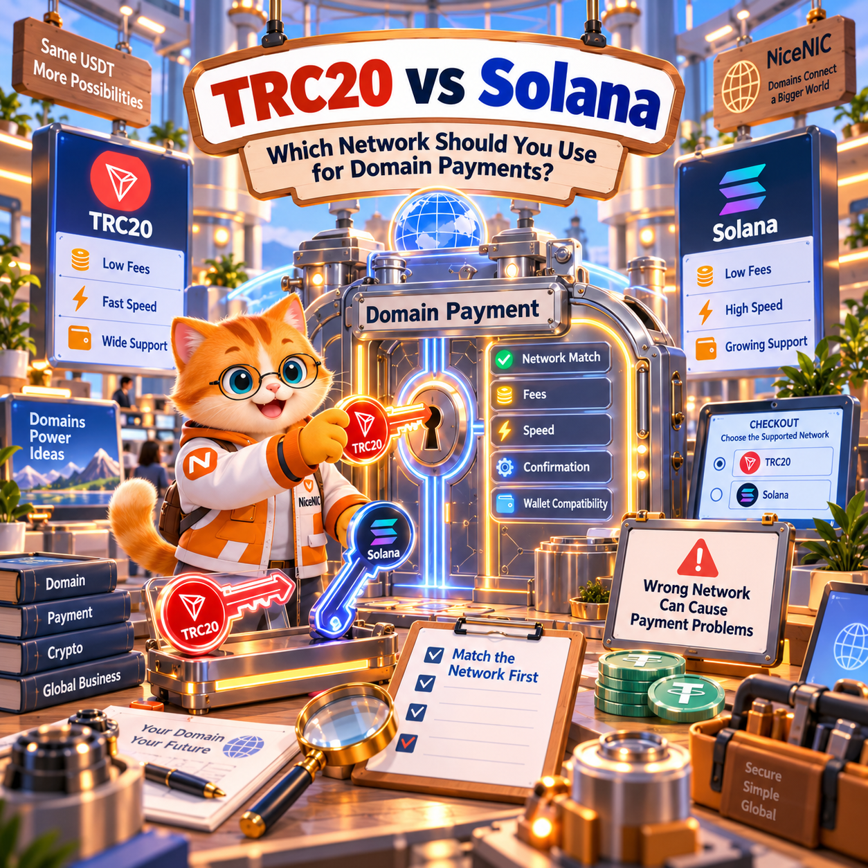 USDT TRC20 vs Solana for Domain Payments: Fees, Speed & Which Network to Use