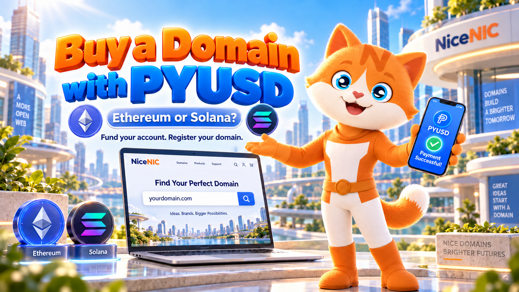 How to Buy a Domain With PYUSD at NiceNIC in 2026: Ethereum or Solana?