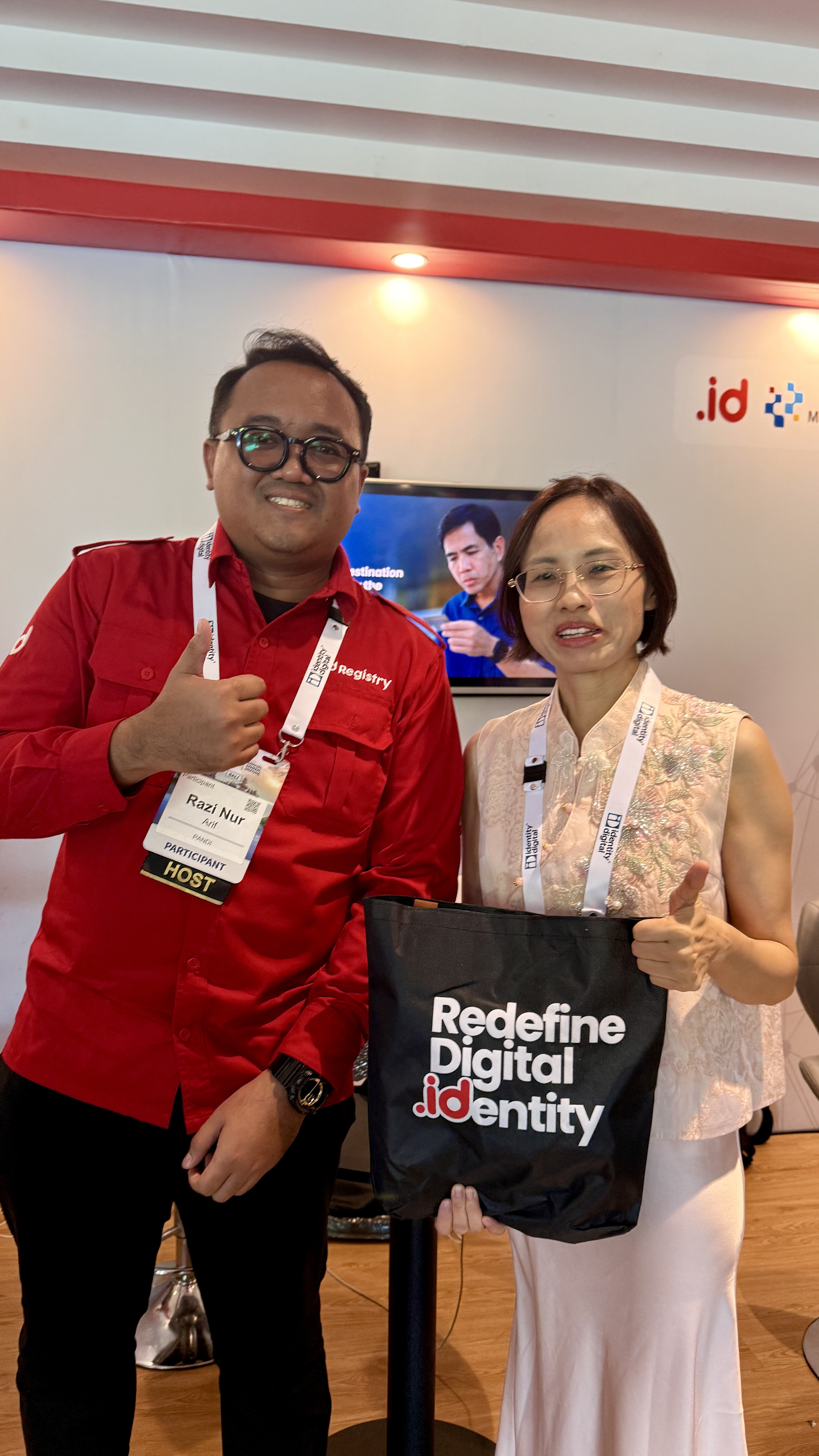 At the .ID booth during ICANN87 in Bali, Indonesia. Photo: NiceNIC