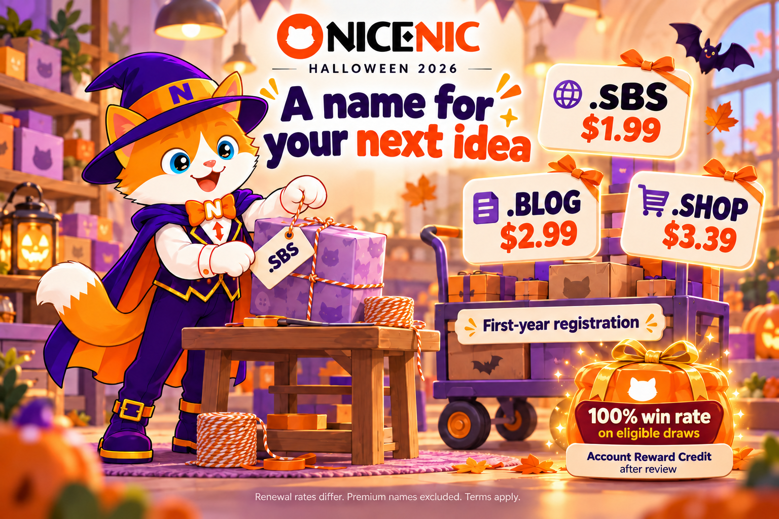 NiceNIC Halloween 2026: Domain Deals from $1.99 and Mystery Pumpkin Rewards