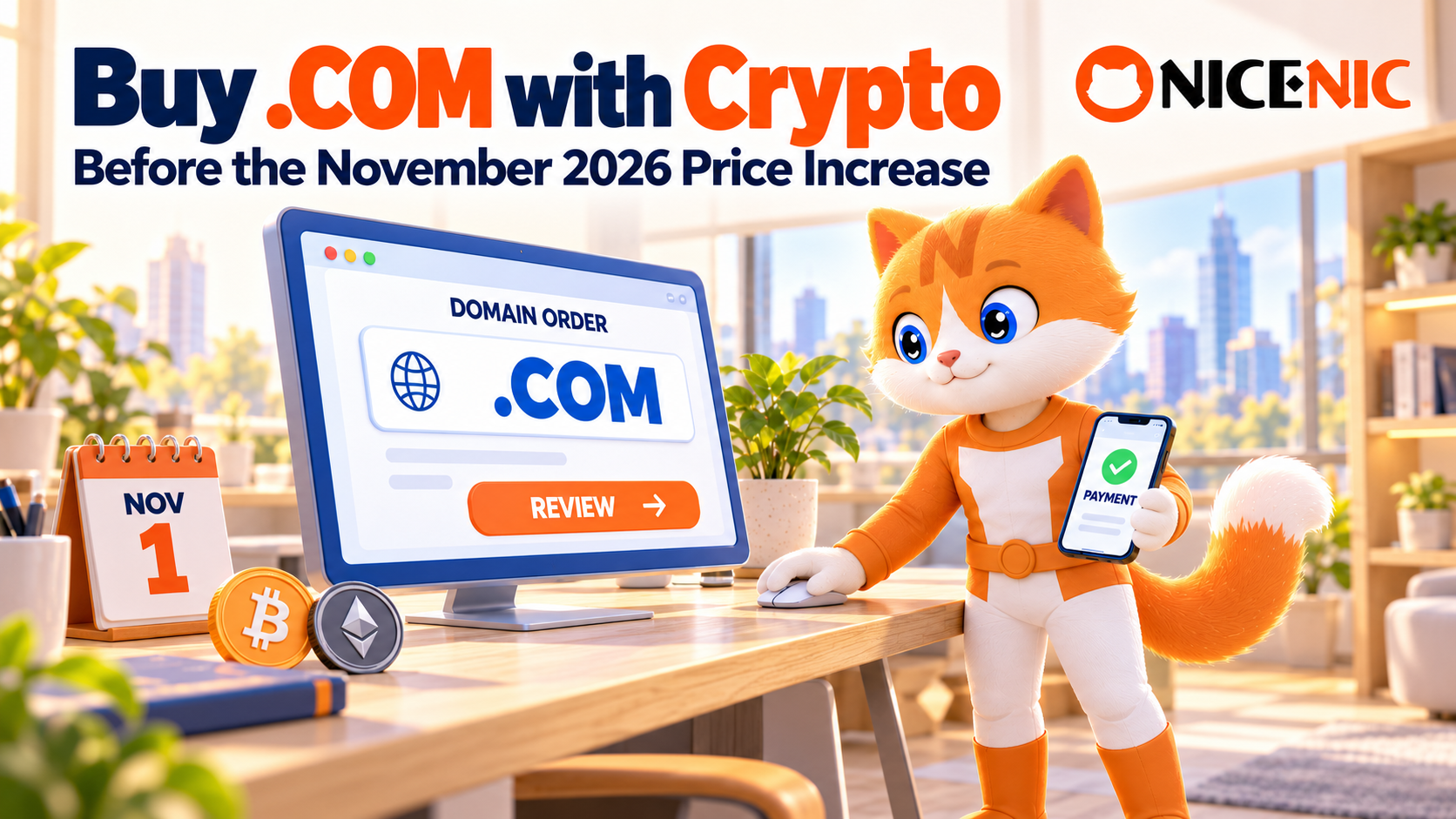 Buying .COM Domains With Crypto Before the November 2026 Price Increase