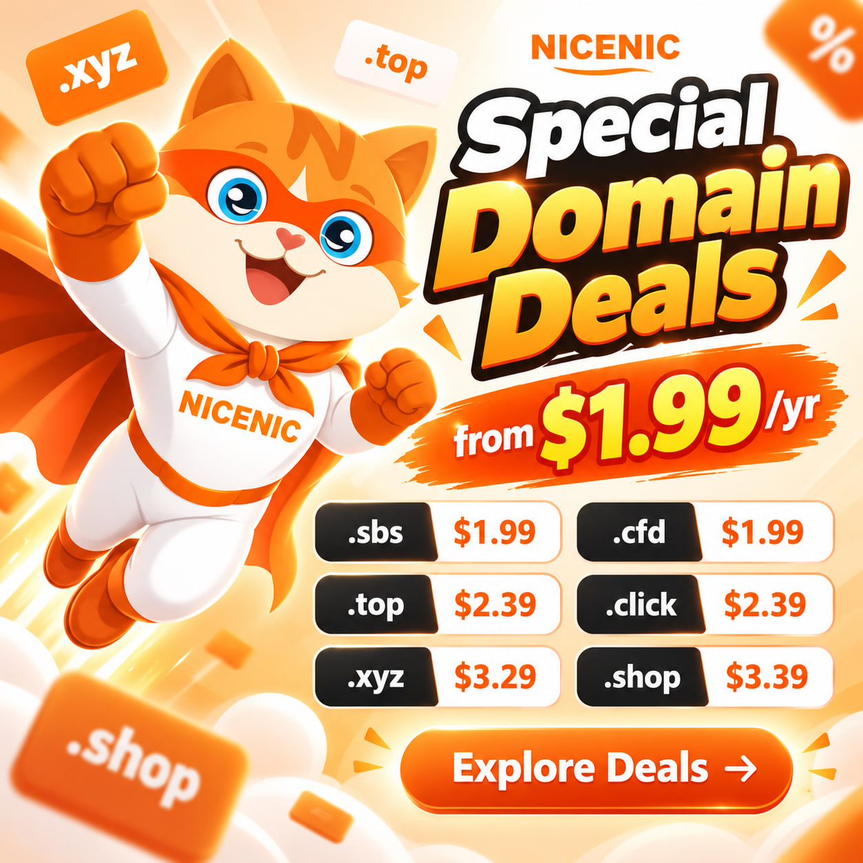 50 Popular Domain Extensions on Sale at NiceNIC From $1.99